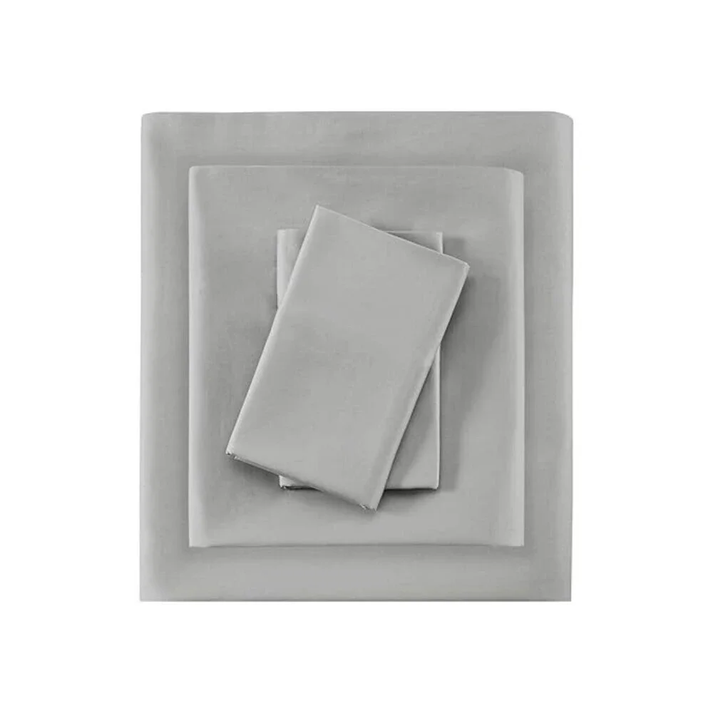 Madison Park Sheet Set Queen Light Gray Pima Cotton 600 Thread Count 4-Pc BED71
